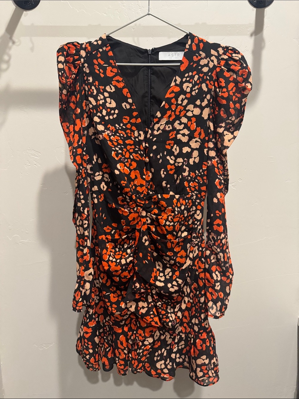 Astr Black Mini Dress with Red & Cream Leopard Spots